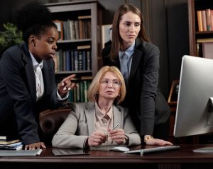 lawyers talking to one another